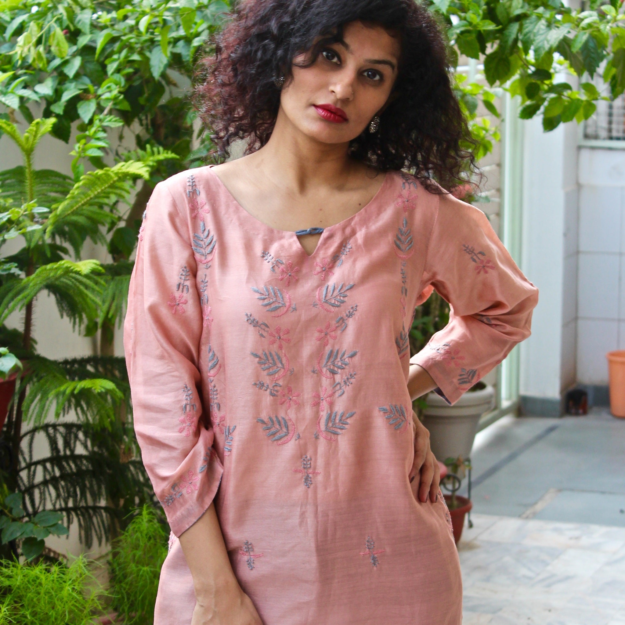 Cotton Silk Salmon Pink Kurta