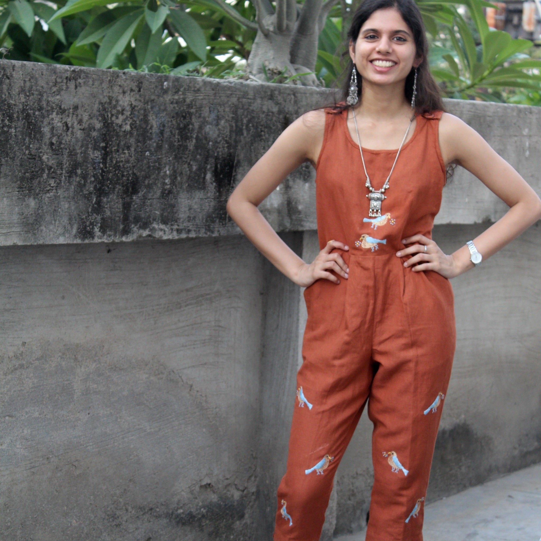 Rust Linen Jumpsuit