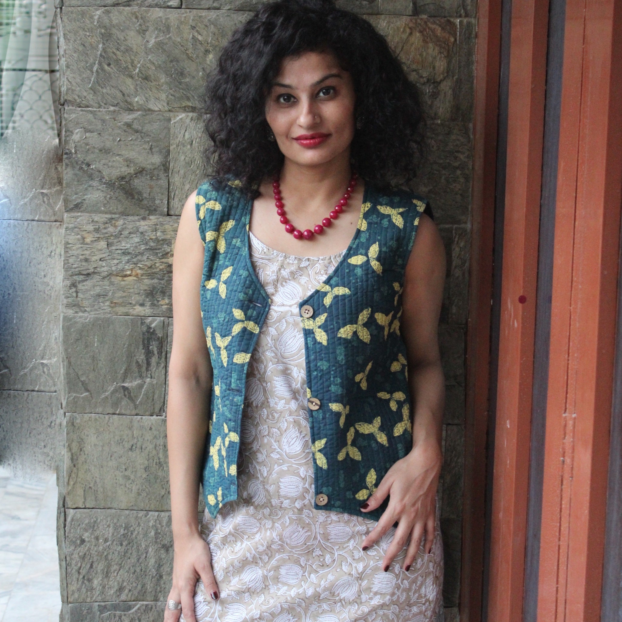 Cotton Block Print Short Dress