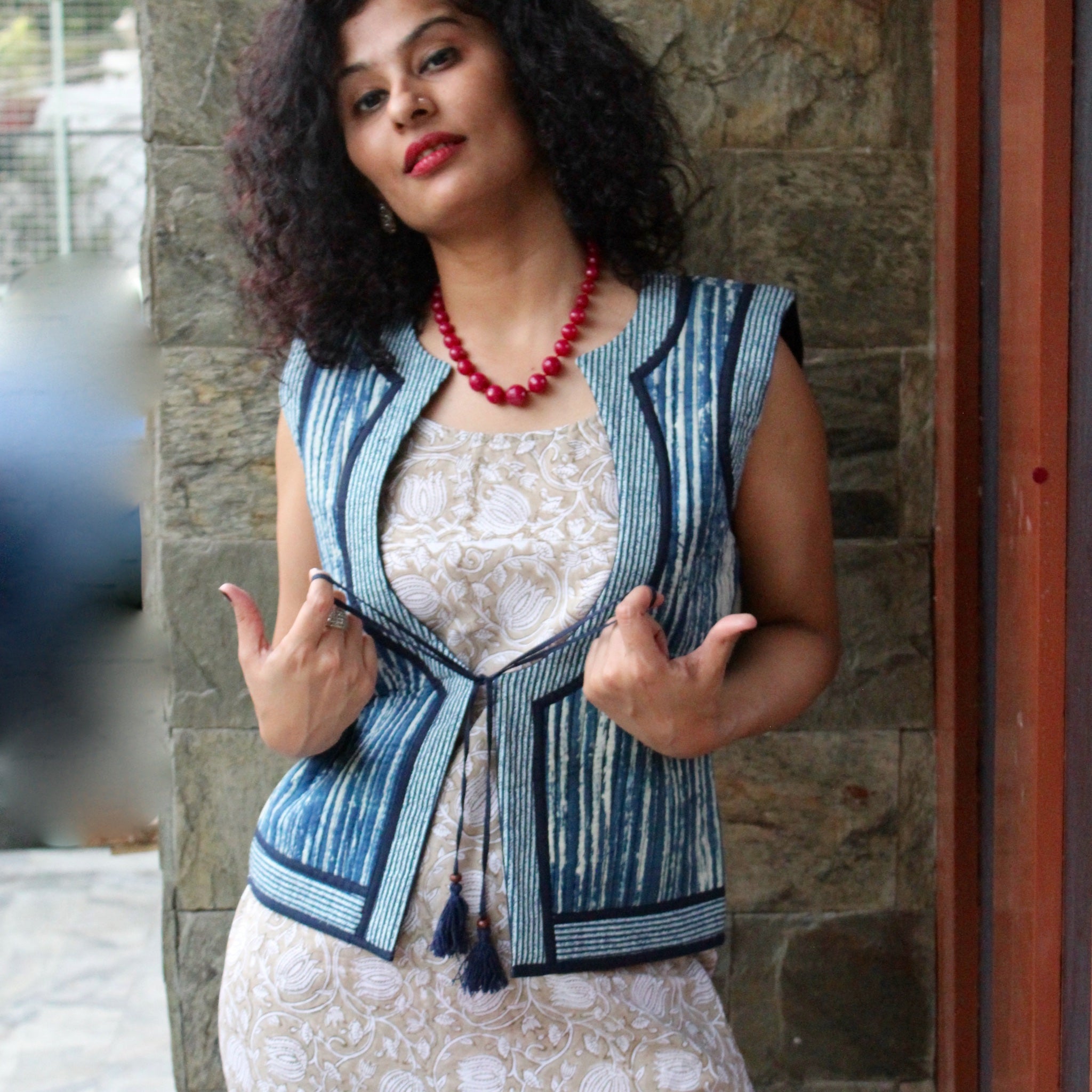 Cotton Block Print Short Dress