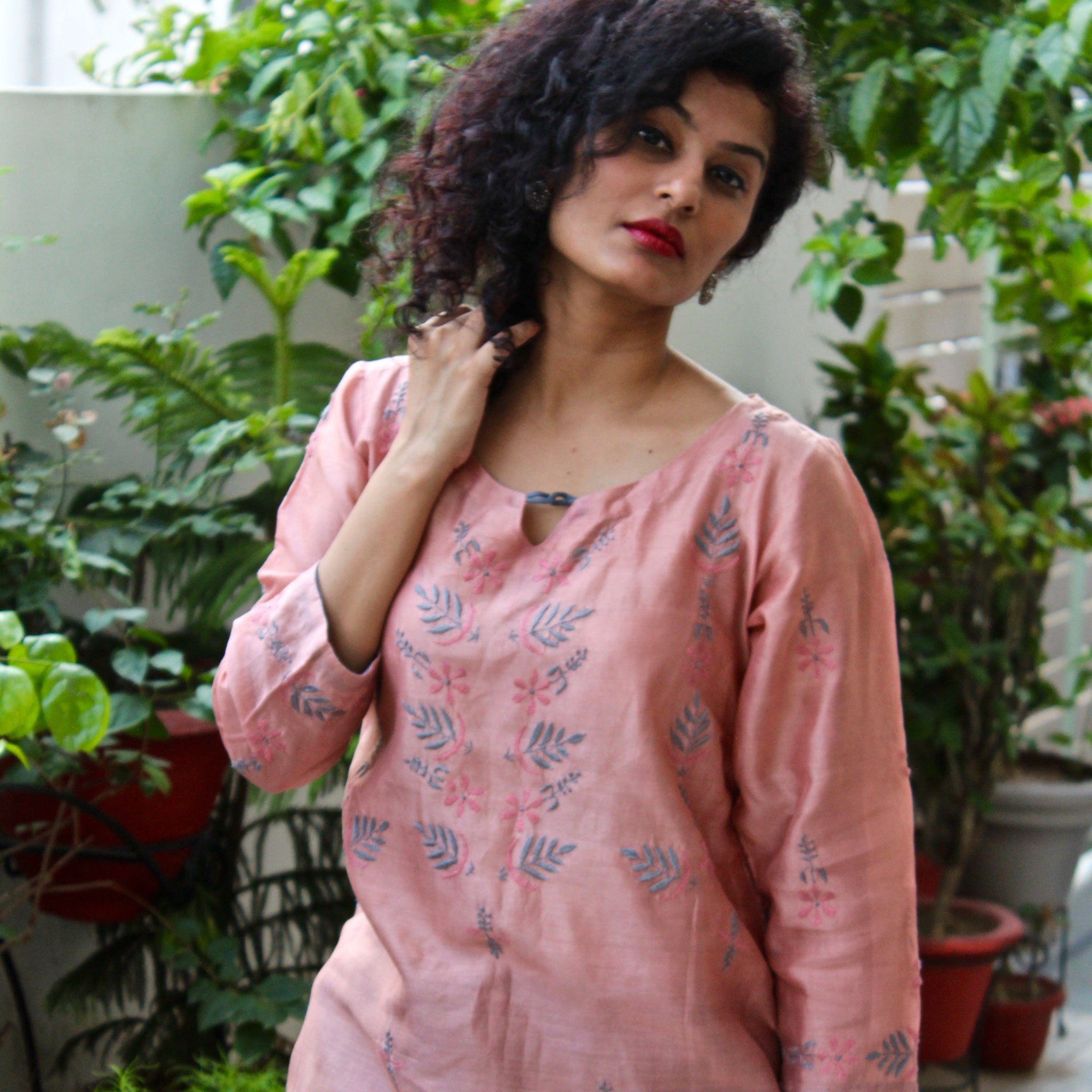 Cotton Silk Salmon Pink Kurta