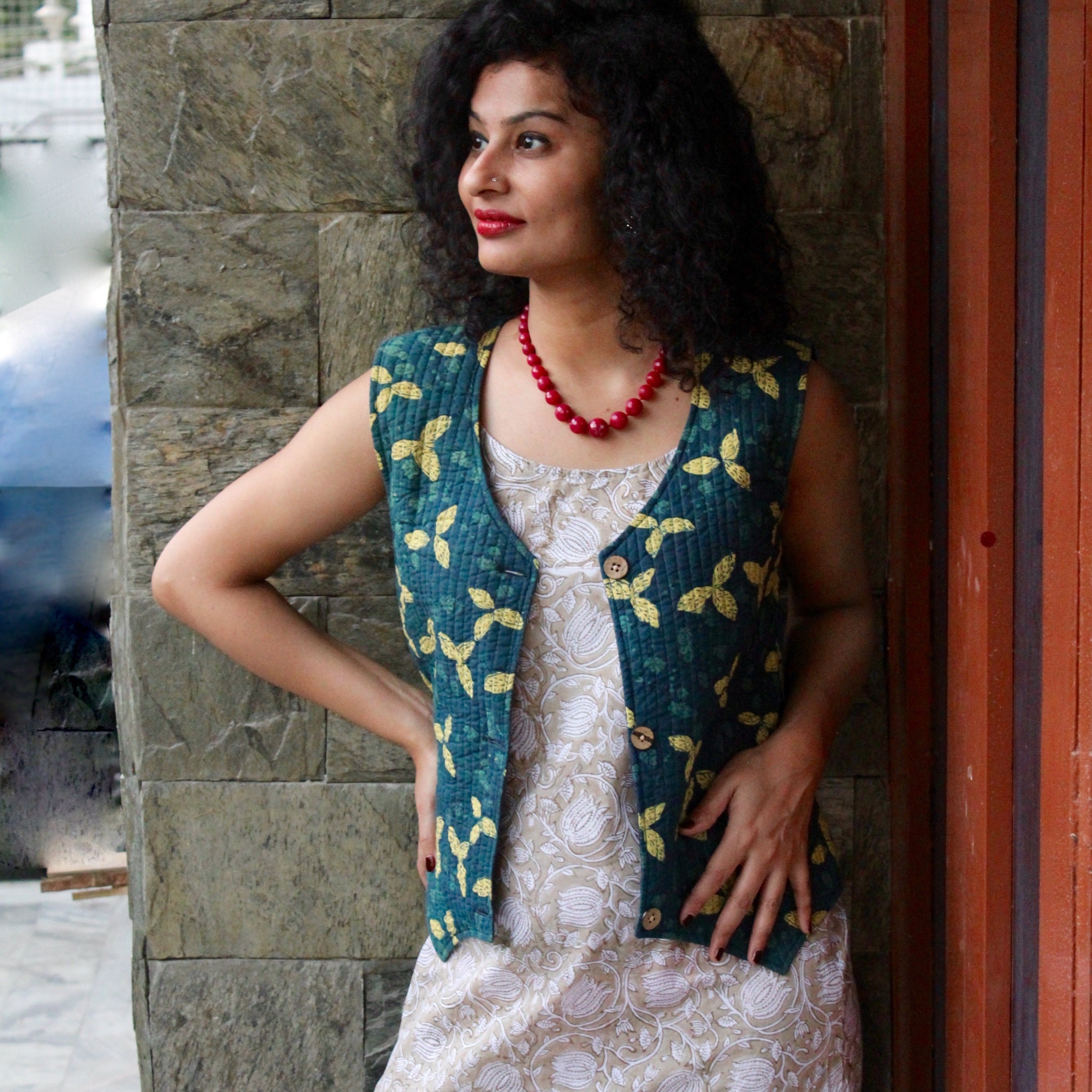 Cotton Block Print Short Dress