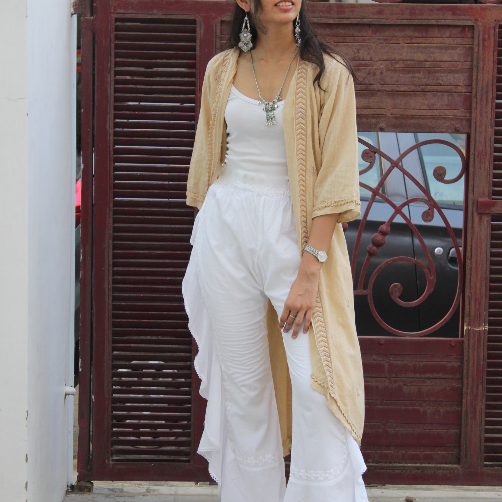 Harem pants with side frill