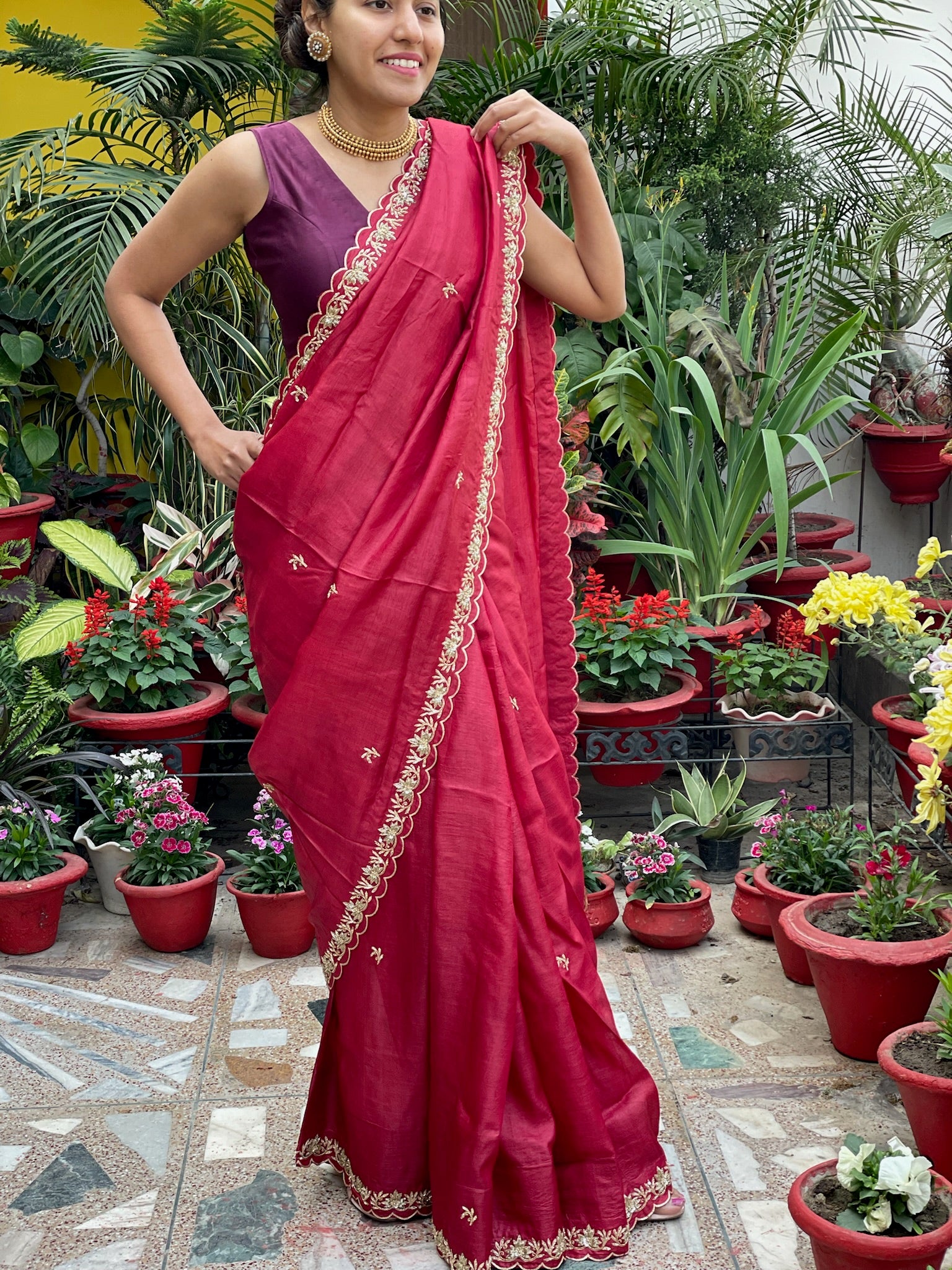Zardozi Tussar Sari