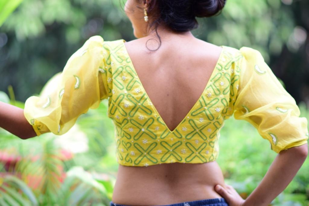 Yellow Puff - Chikankari Blouse
