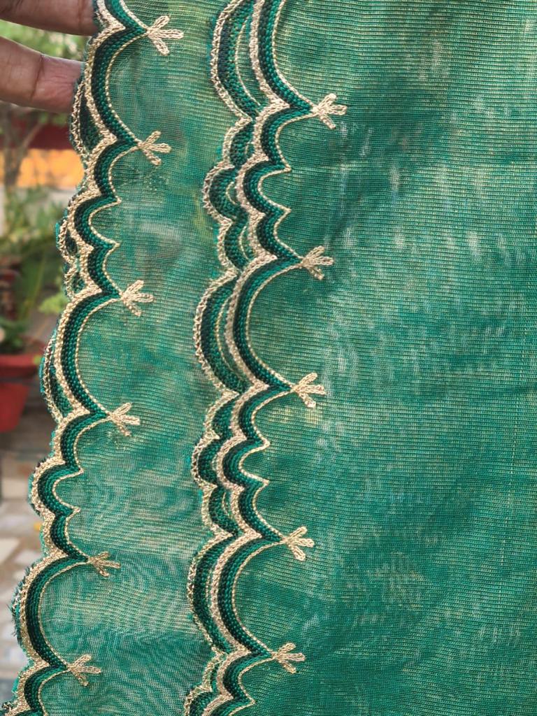Ruby Green - Chanderi Tissue