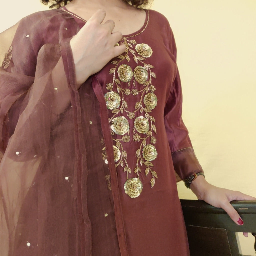 Organza Zardozi  Hand-Embroidered kurta set