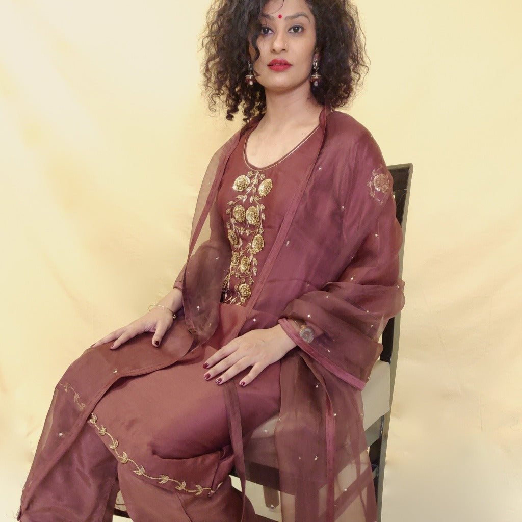 Organza Zardozi  Hand-Embroidered kurta set