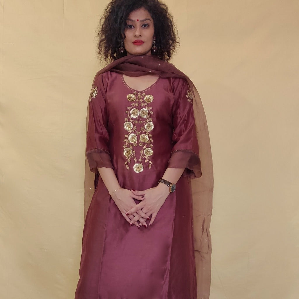 Organza Zardozi  Hand-Embroidered kurta set