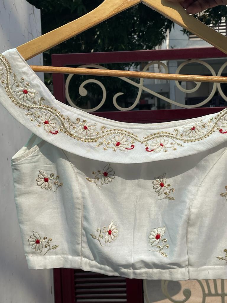 White beauty Chikankari Blouse