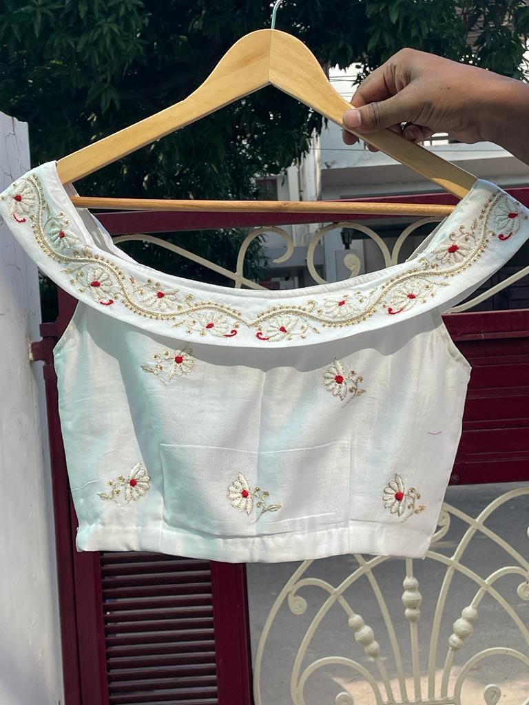White beauty Chikankari Blouse