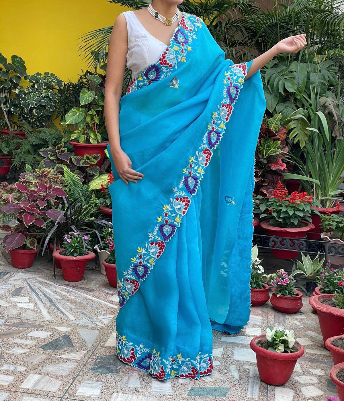 Water blue roza saree