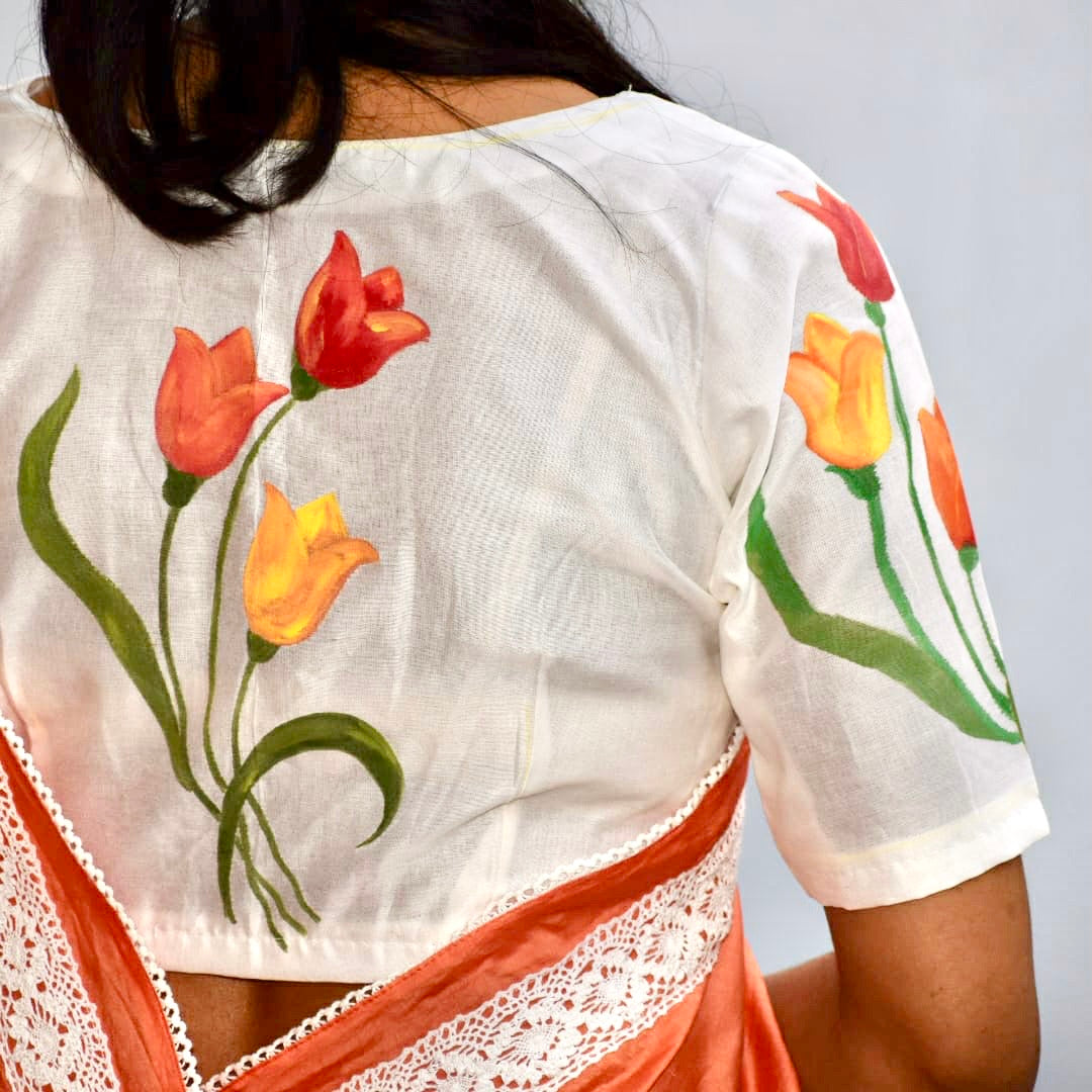 Tulips - Hand Painted Blouse