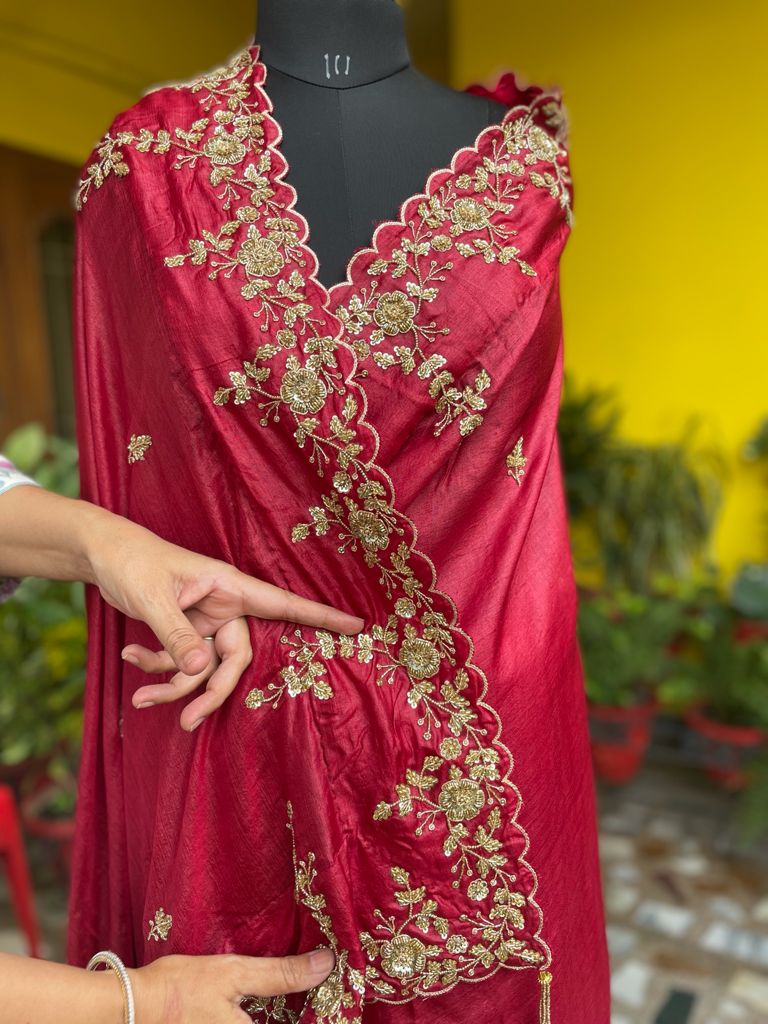 Customizable Zardozi Tussar Sari
