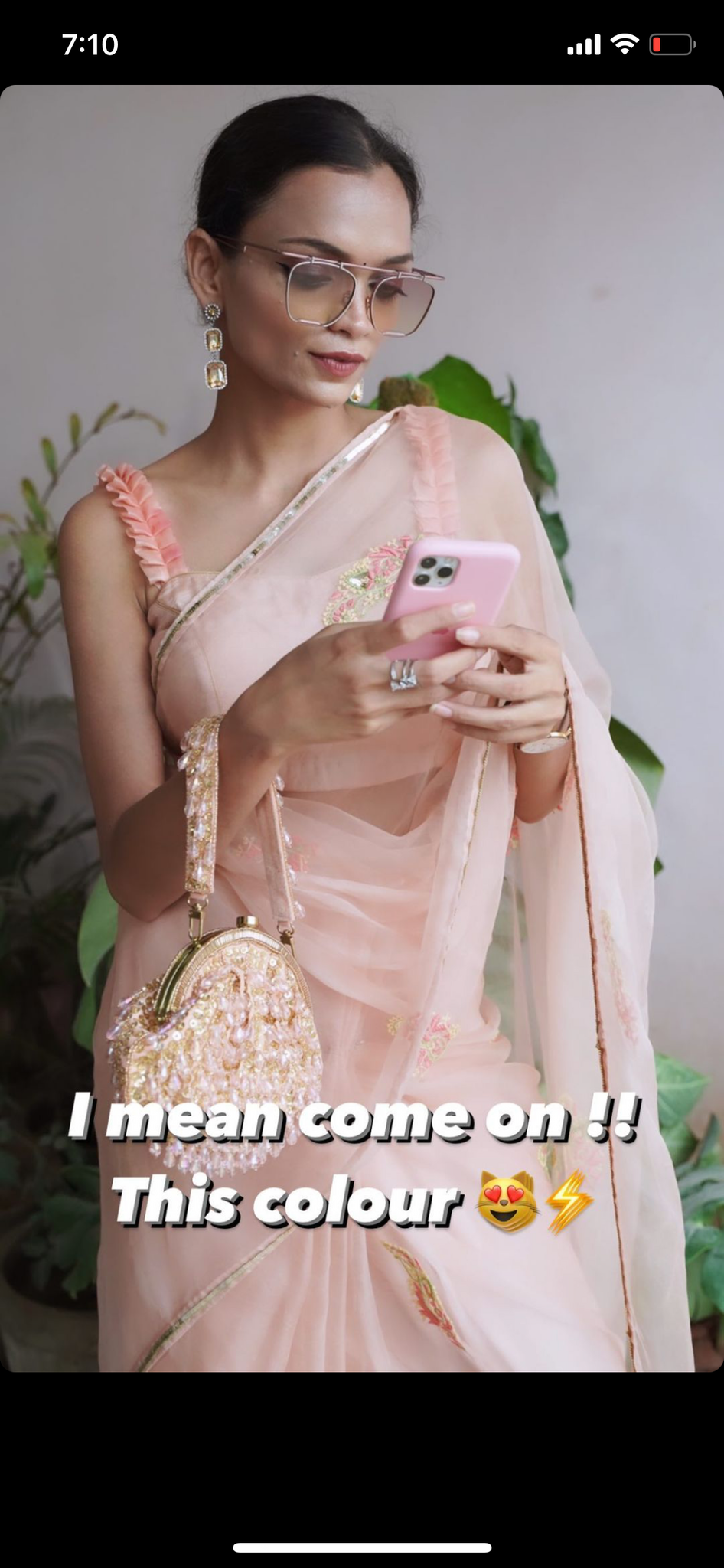 Rose Organza Chikankari Sari
