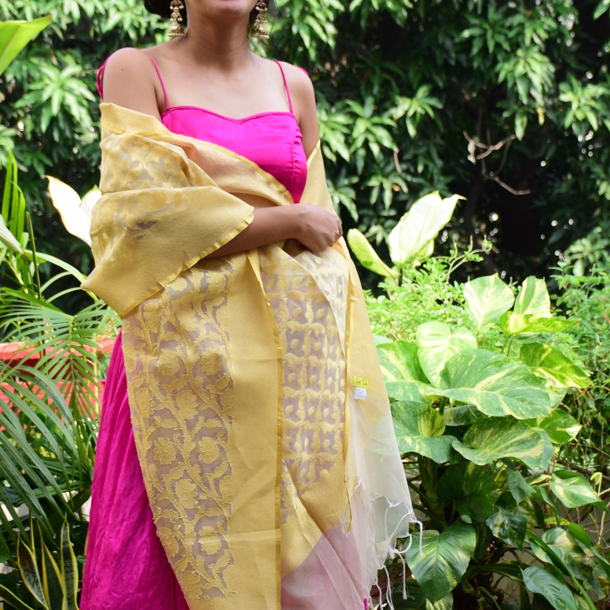 Golden weaved dupatta