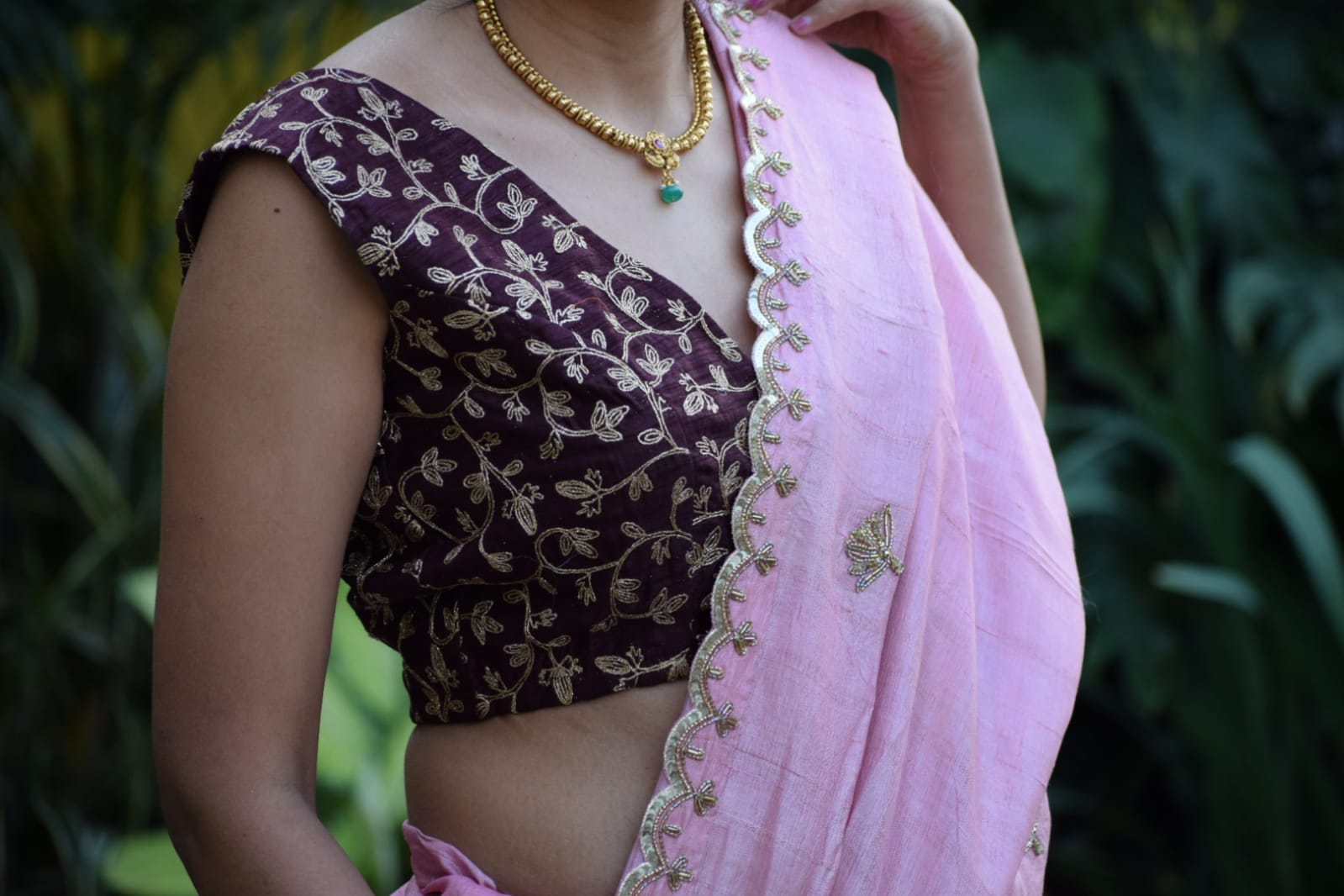 Rosy Circles Tussar Sari