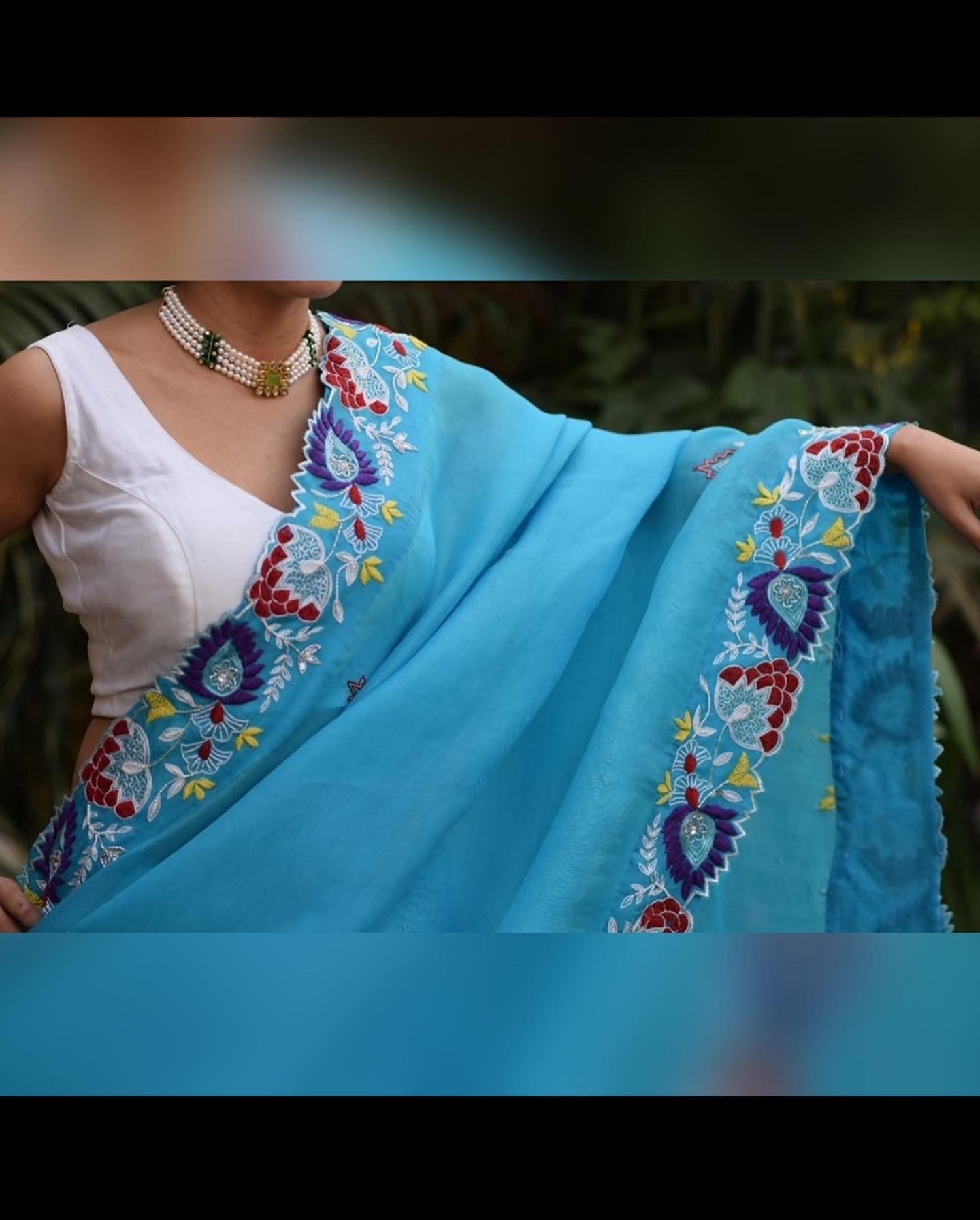 Water blue roza saree