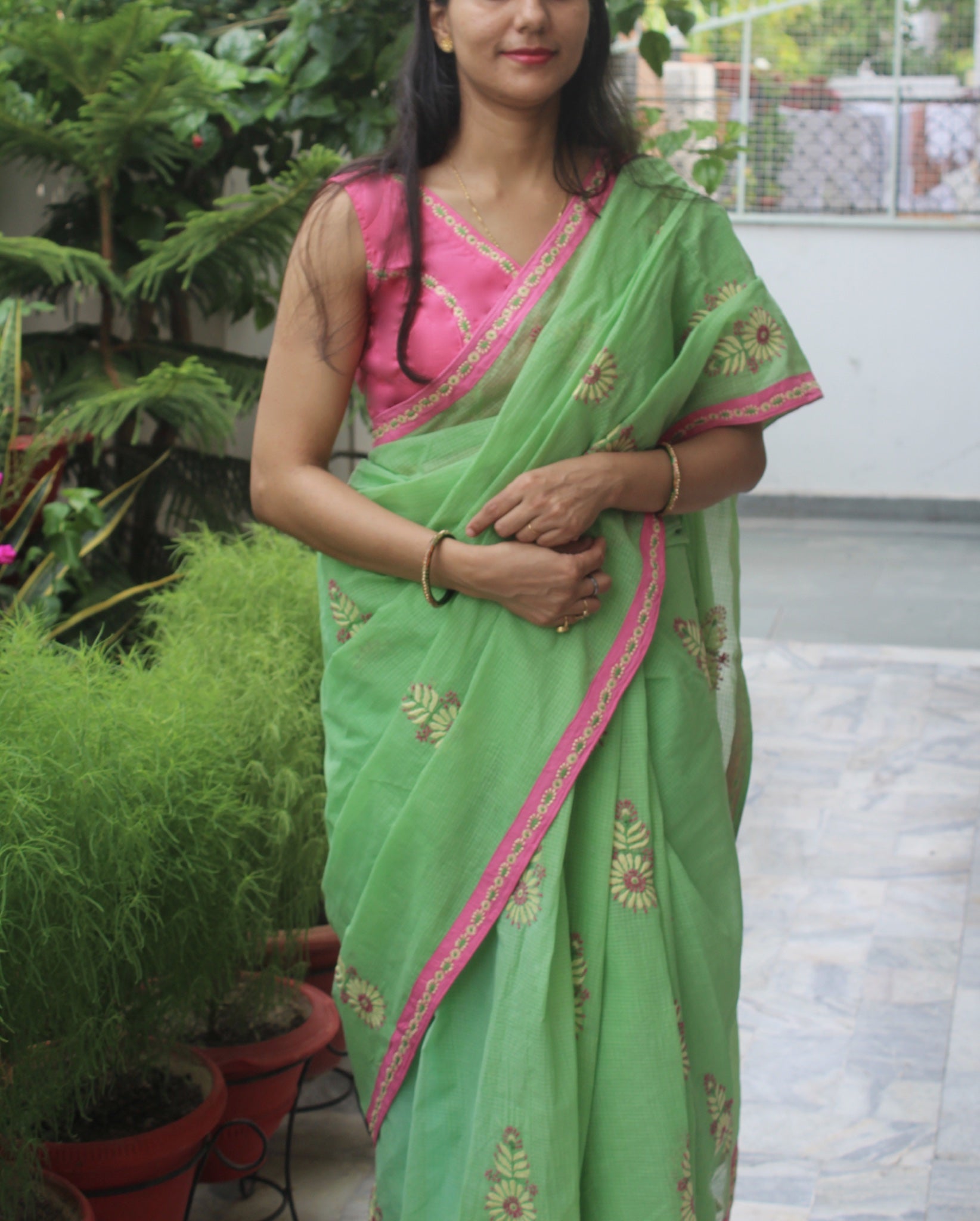 Peppy Pistachio Kota Chikankari Sari