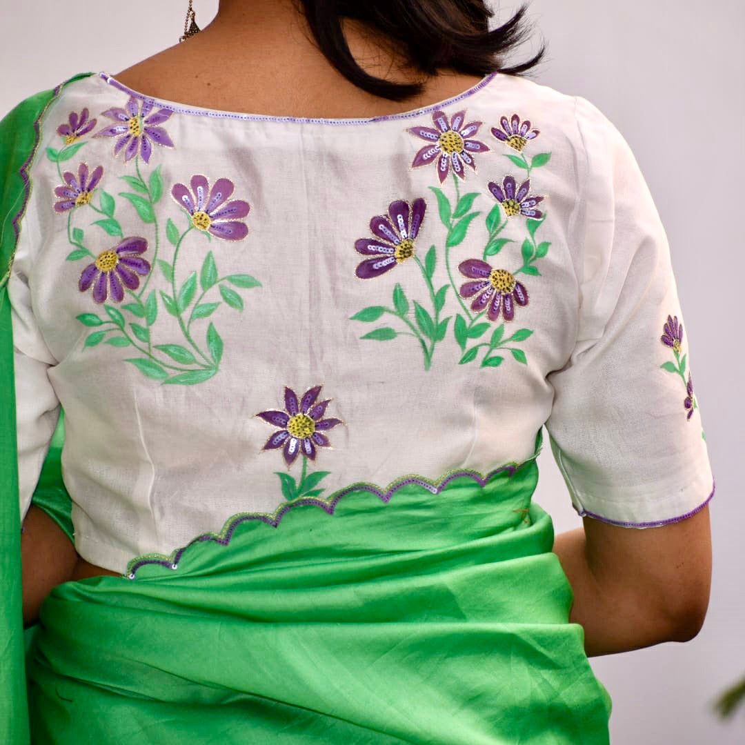 Parakeet - Chanderi Silk Sari