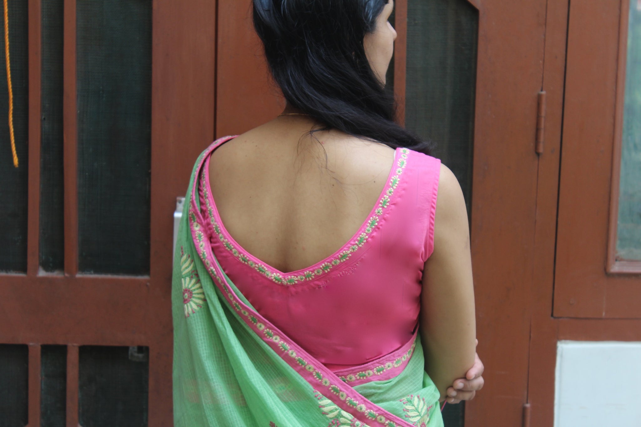 Peppy Pistachio Kota Chikankari Sari