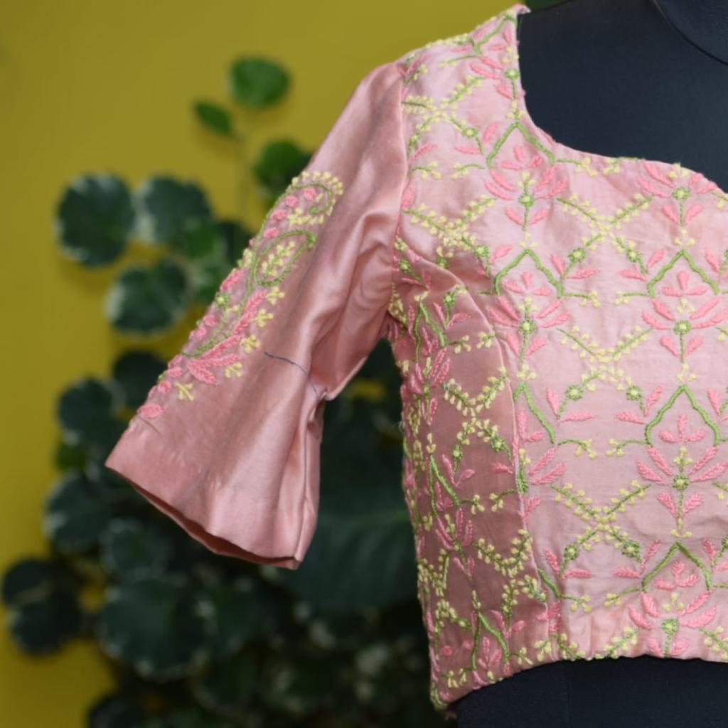 Power Peach Chikankari Blouse