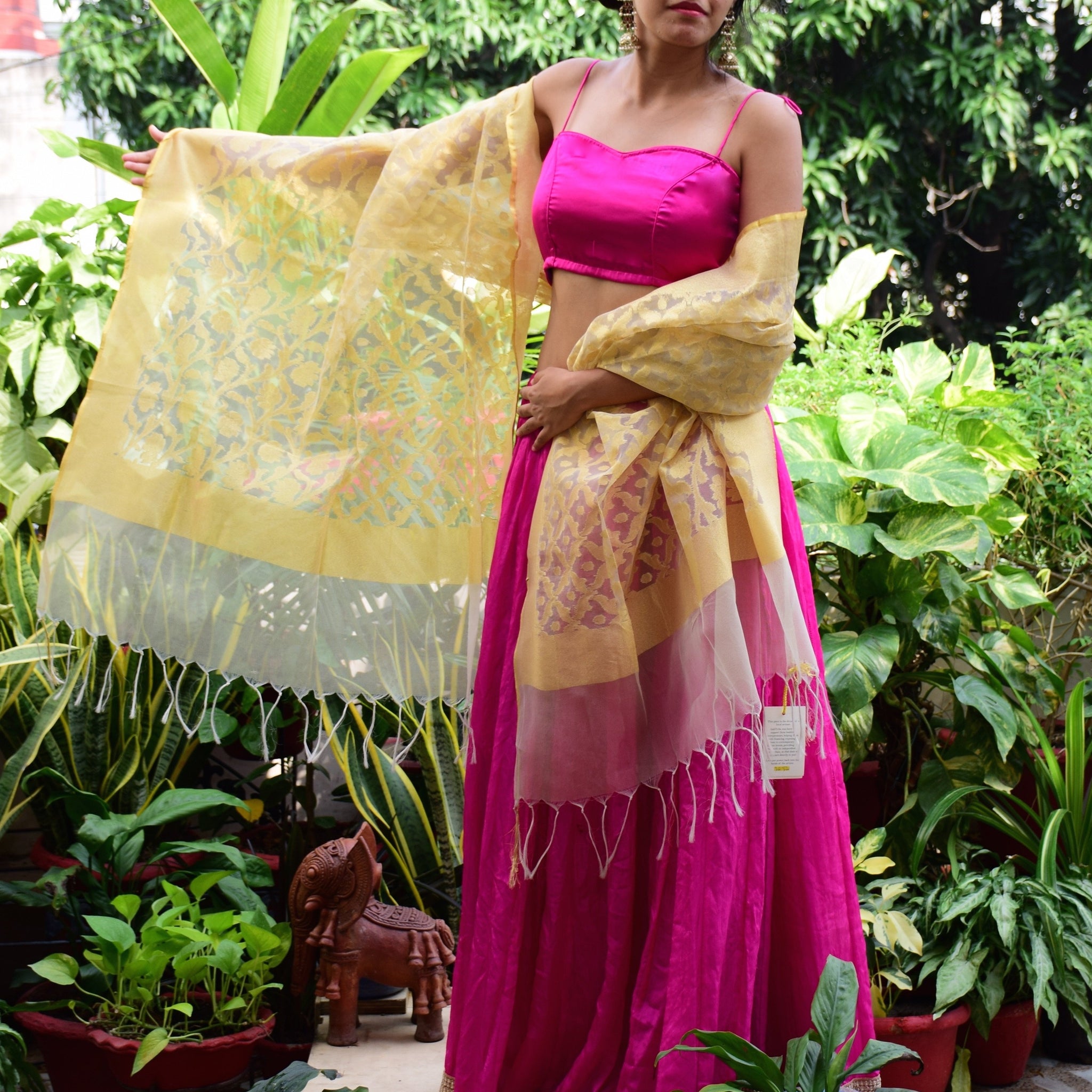 Golden weaved dupatta