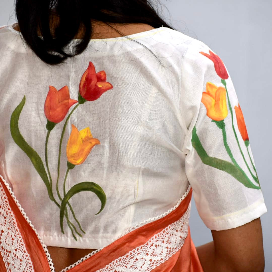 Tulips - Hand Painted Blouse
