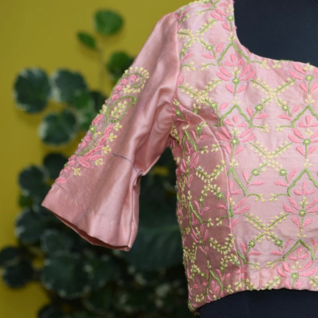 Power Peach Chikankari Blouse