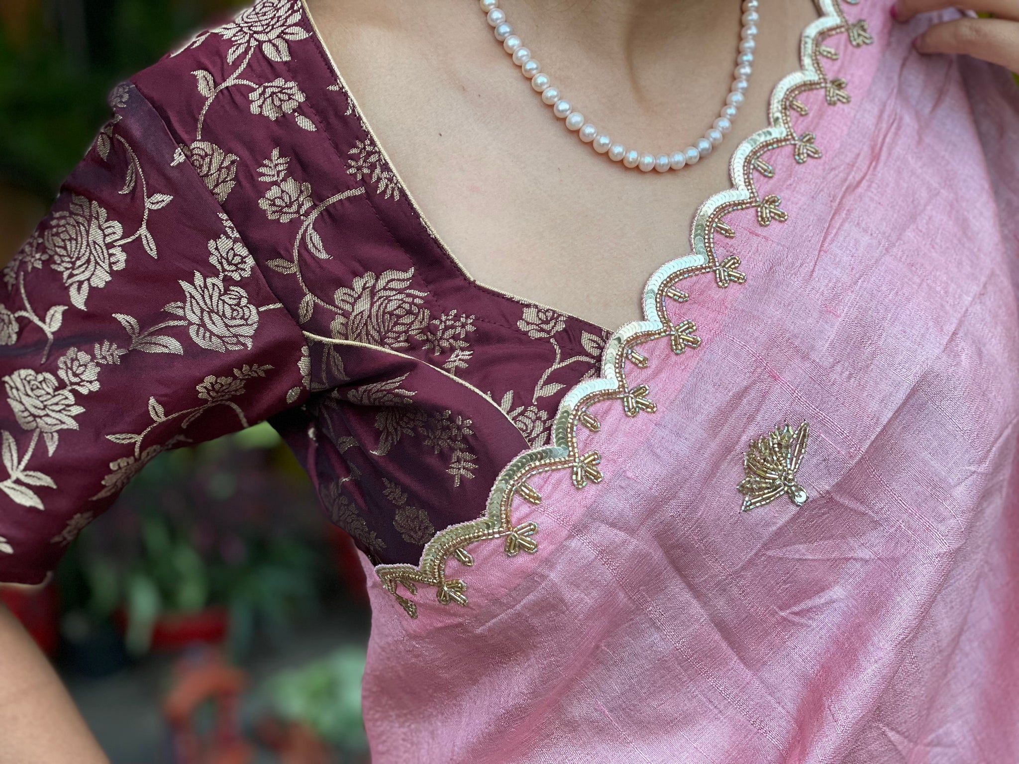 Rosy Circles Tussar Sari