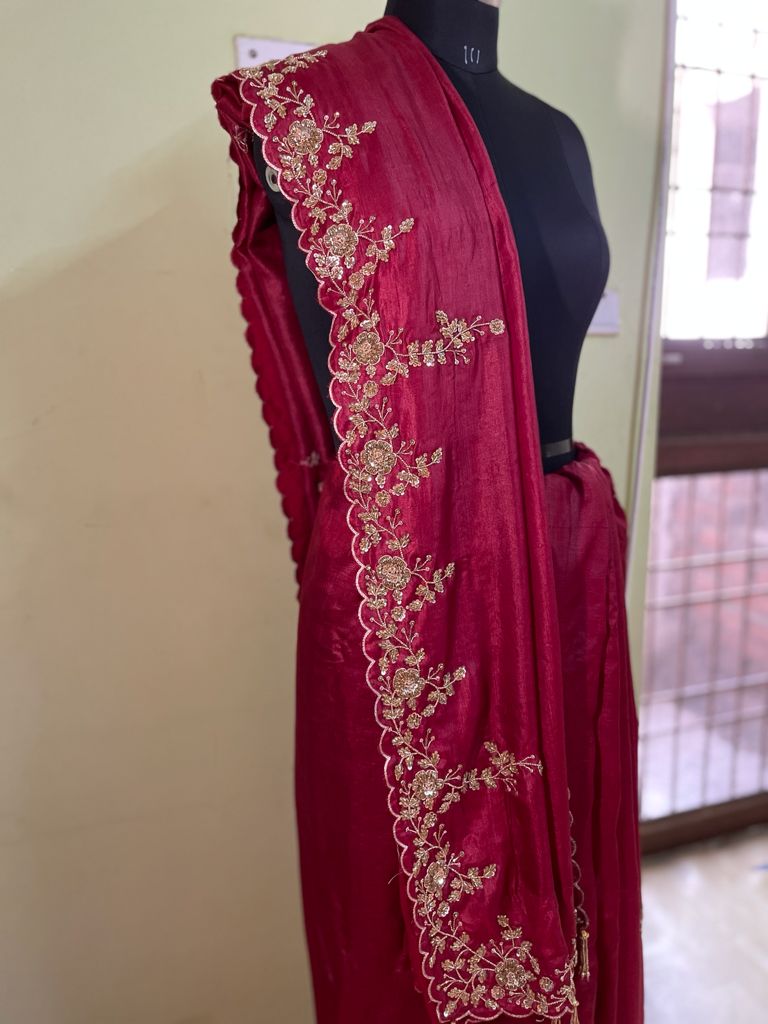 Customizable Zardozi Tussar Sari