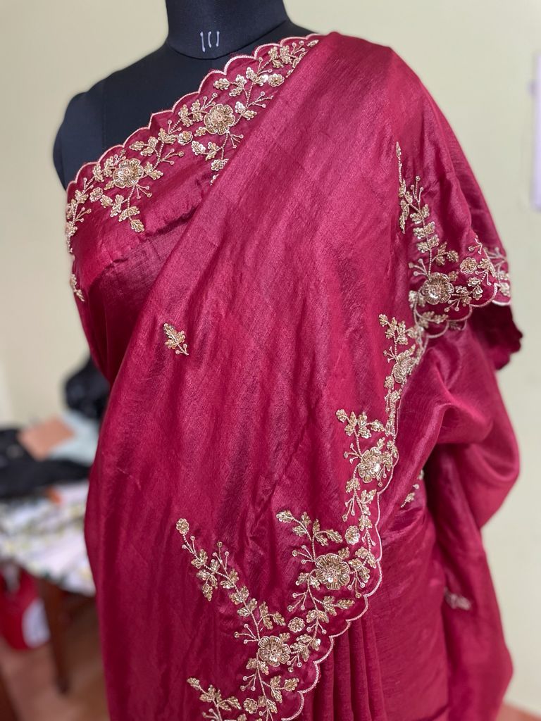 Customizable Zardozi Tussar Sari
