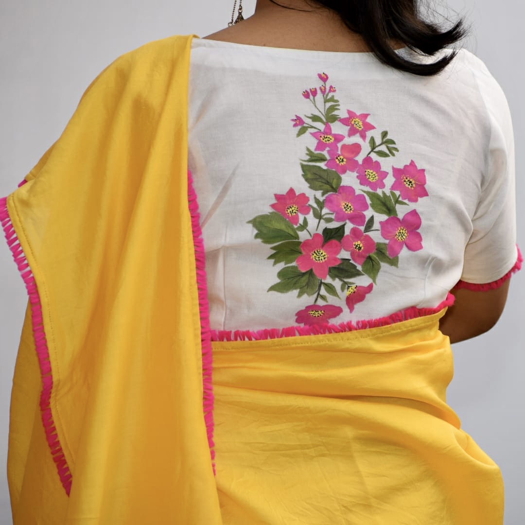 Fuchsia Bloom - Hand Painted Blouse