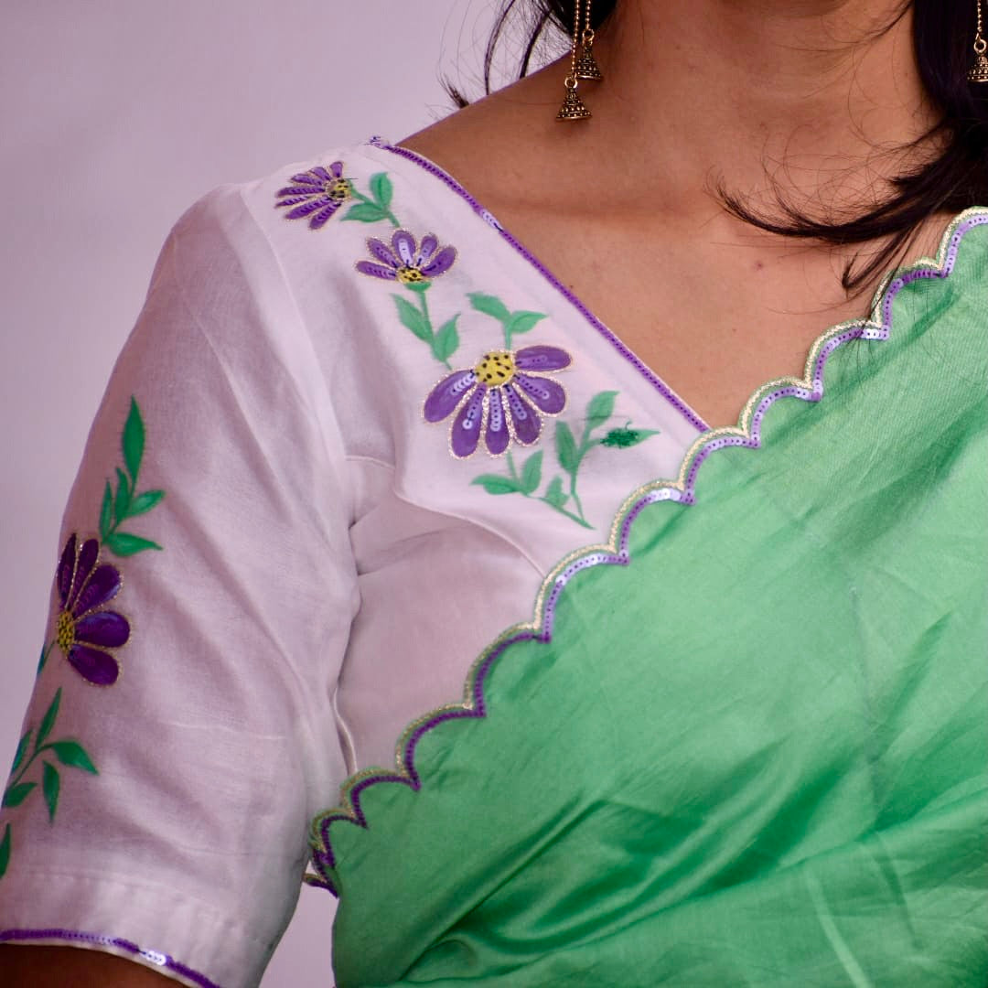Parakeet - Chanderi Silk Sari