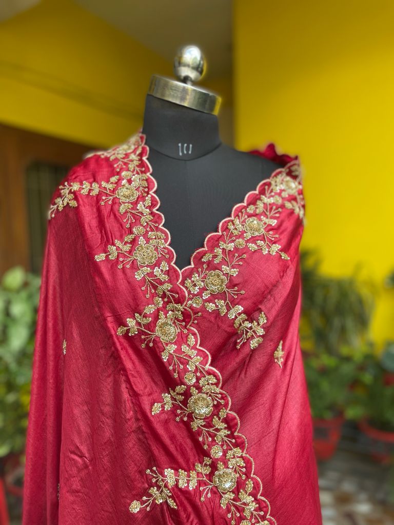 Customizable Zardozi Tussar Sari