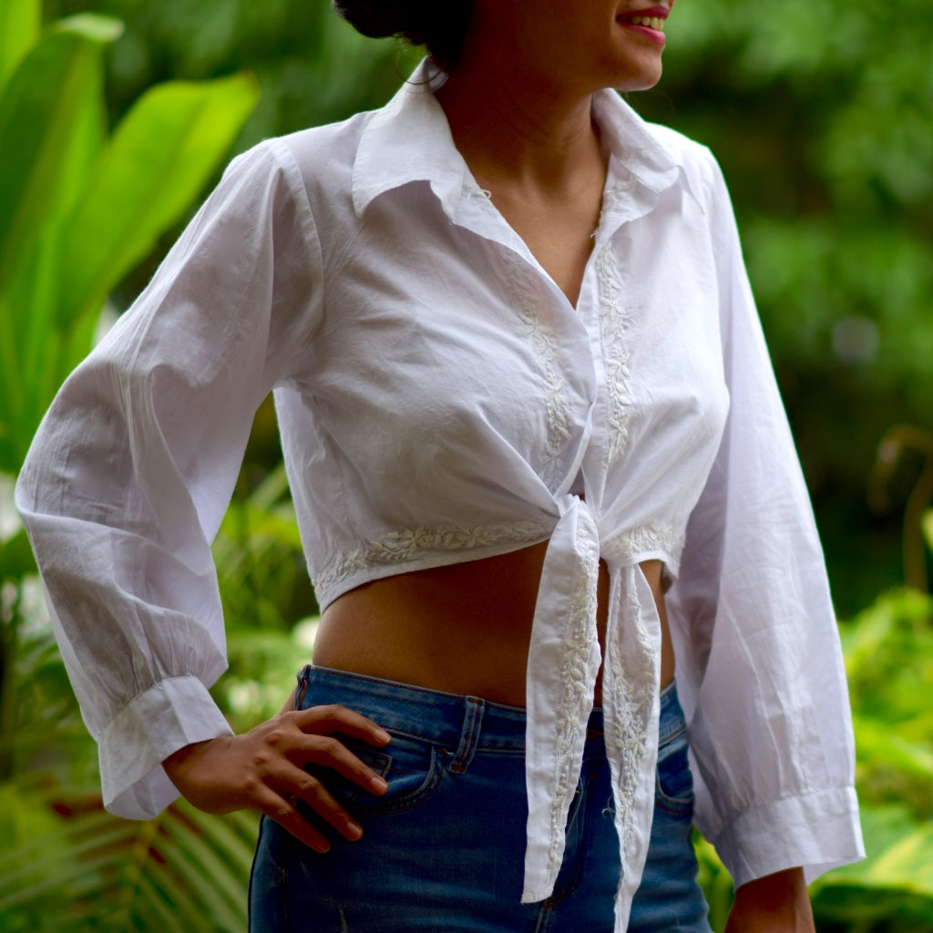 Classic White Cropped Shirt