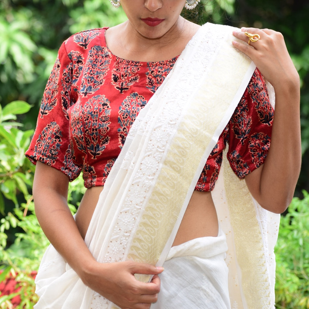 Crimson Ajrakh Blouse