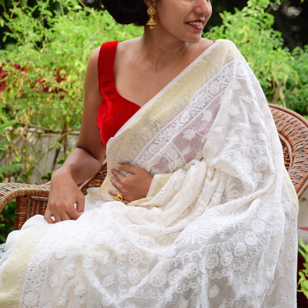 Banarsi Weaved Sari with Chikankari