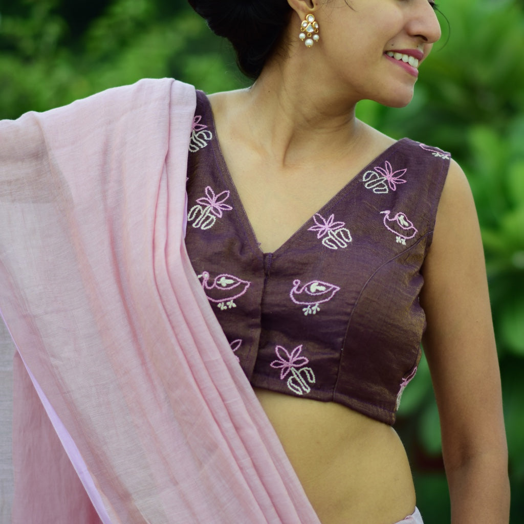 Wine of Life - Chikankari Blouse