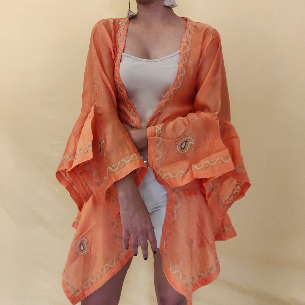 Oraaangey Cotton-Silk Chikankari Jacket