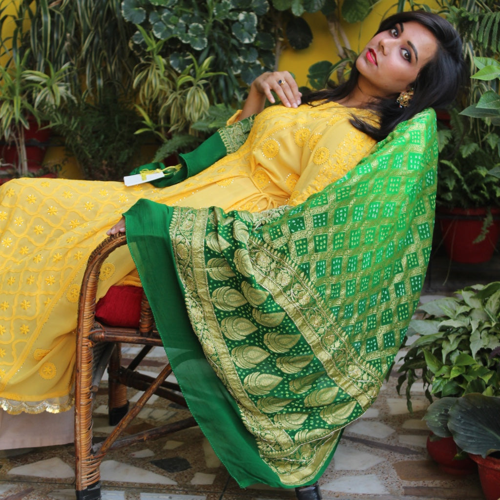 Pure Georgette Yellow Chikankari Kurta