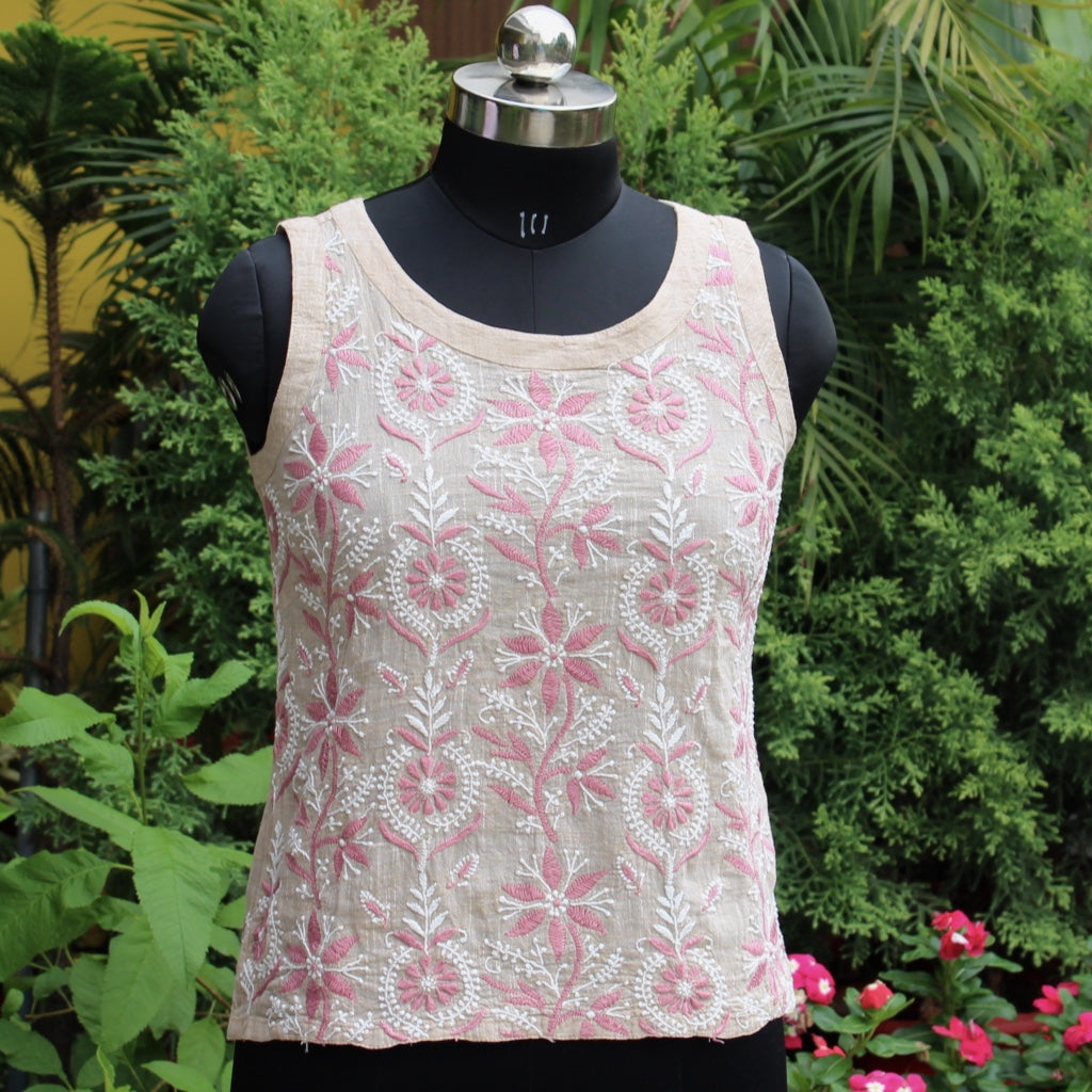 Fine Linen Chikankari Top