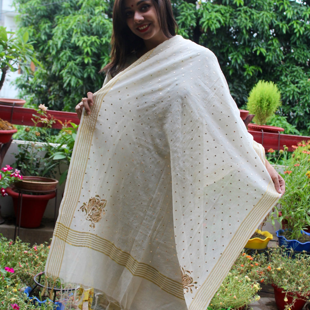 Chanderi Mukaish Work Dupatta